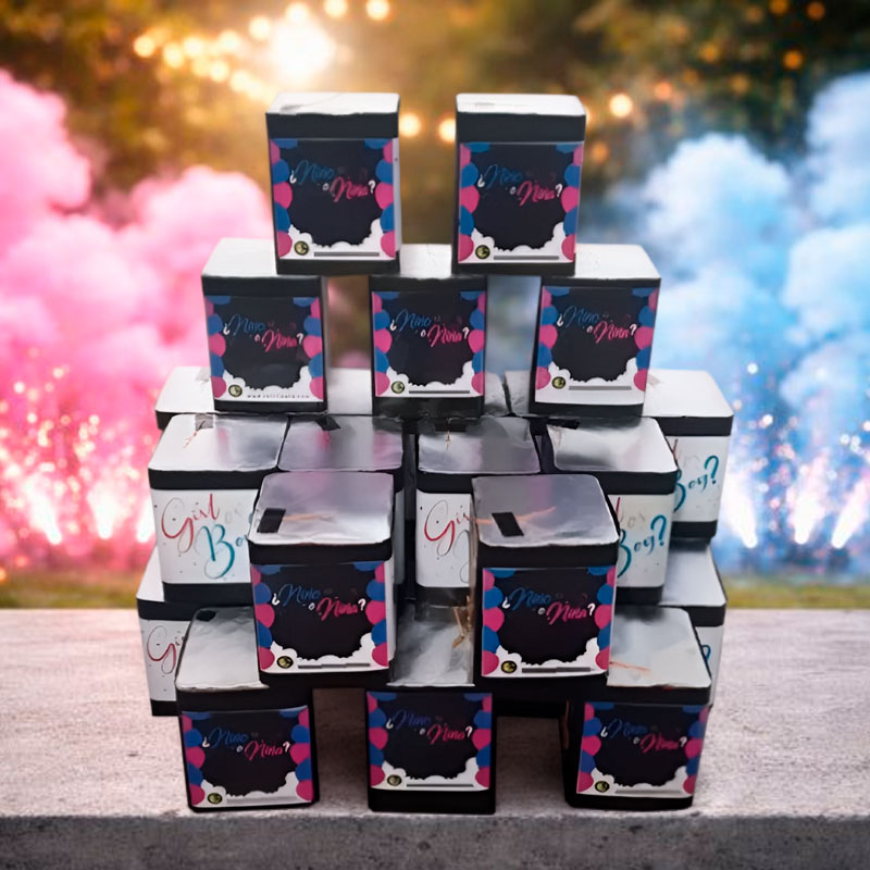 Batería Revelación de Género con Humo de Color – 25 Líneas Profesionales (Rosa o Azul)