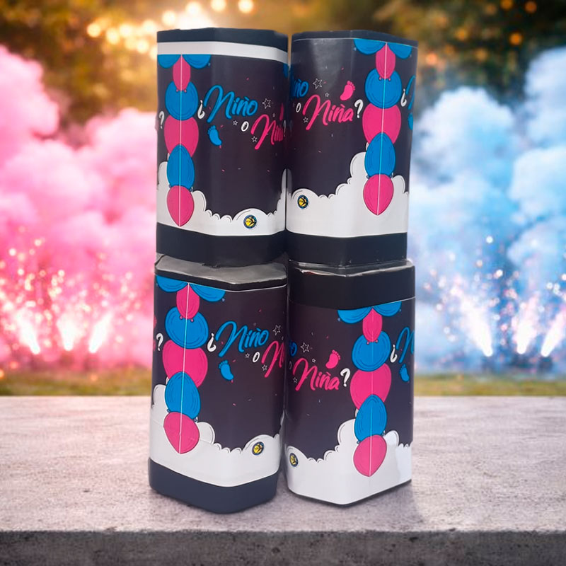 Batería Revelación de Género con Humo de Color (Rosa o Azul) – 10 Líneas Verticales