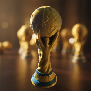 Trofeo Copa del Mundo – Réplica Decorativa 3D Escala 2:1 (50%) Dorado Oscuro